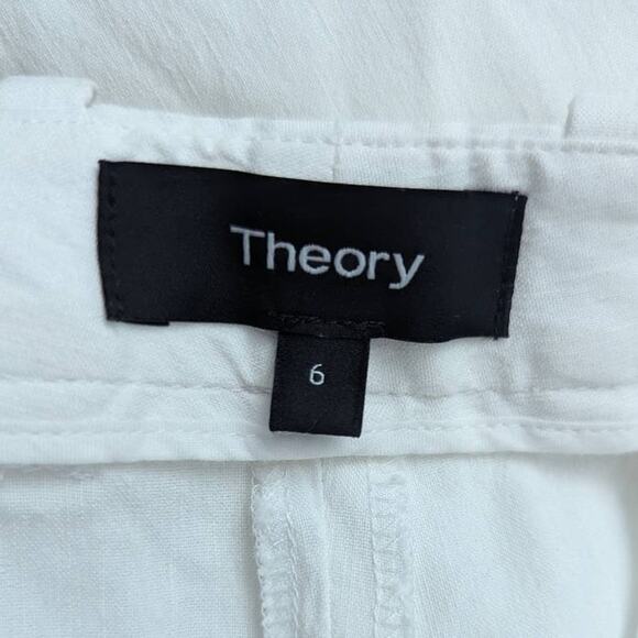 Theory Nadeema Linen Flare Leg Drape Trousers in White, Size 6 - Picture 7 of 8